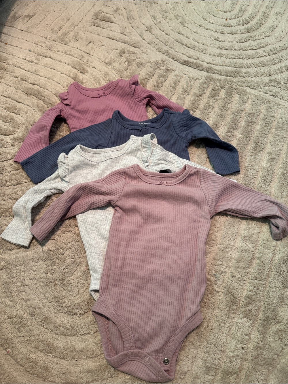 4 Pack Ribbed Baby Set in Mauve, Navy & Heather Gray